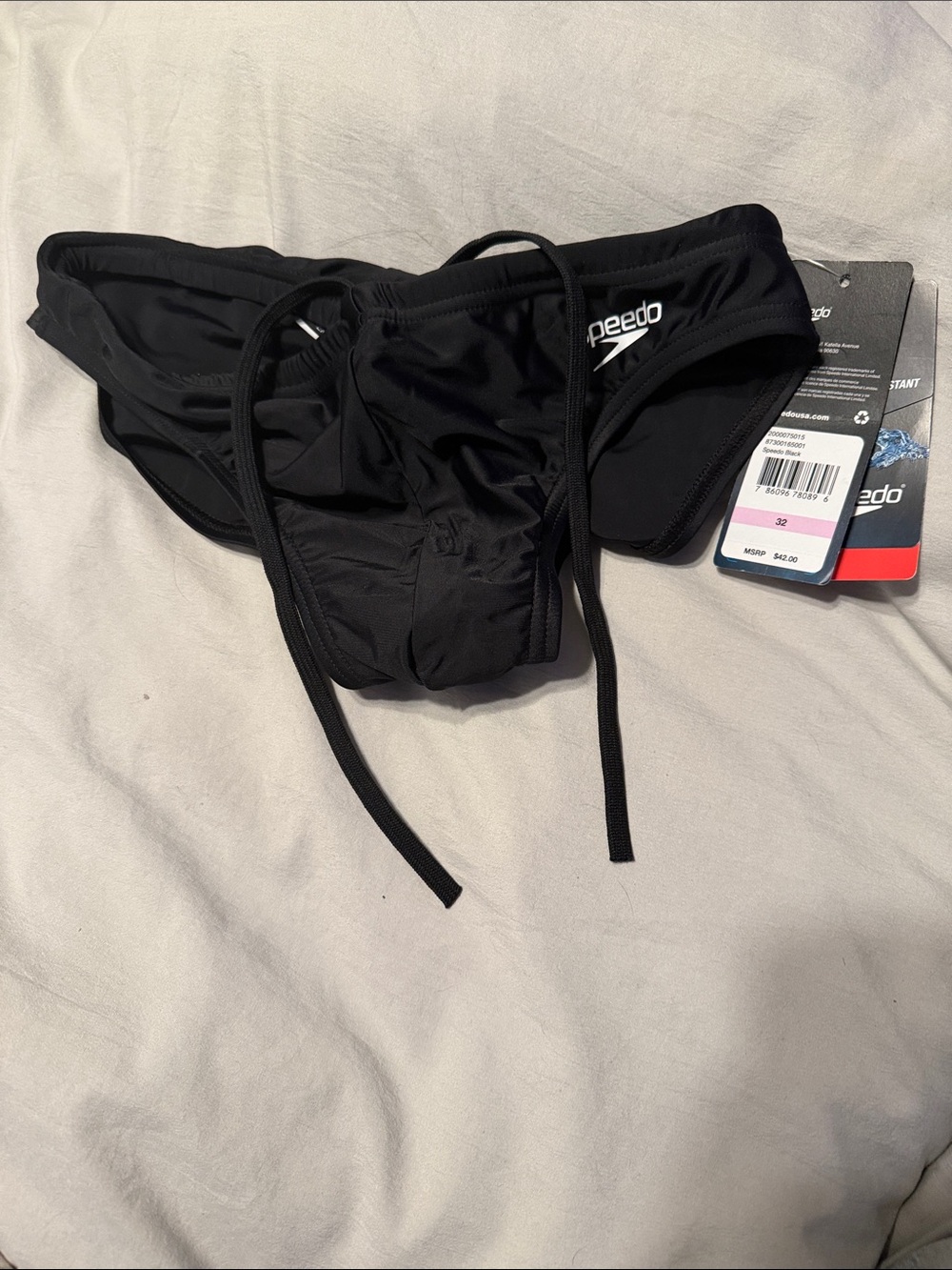 Speedo Black Men's Racing Swim Brief with Drawstring size 32